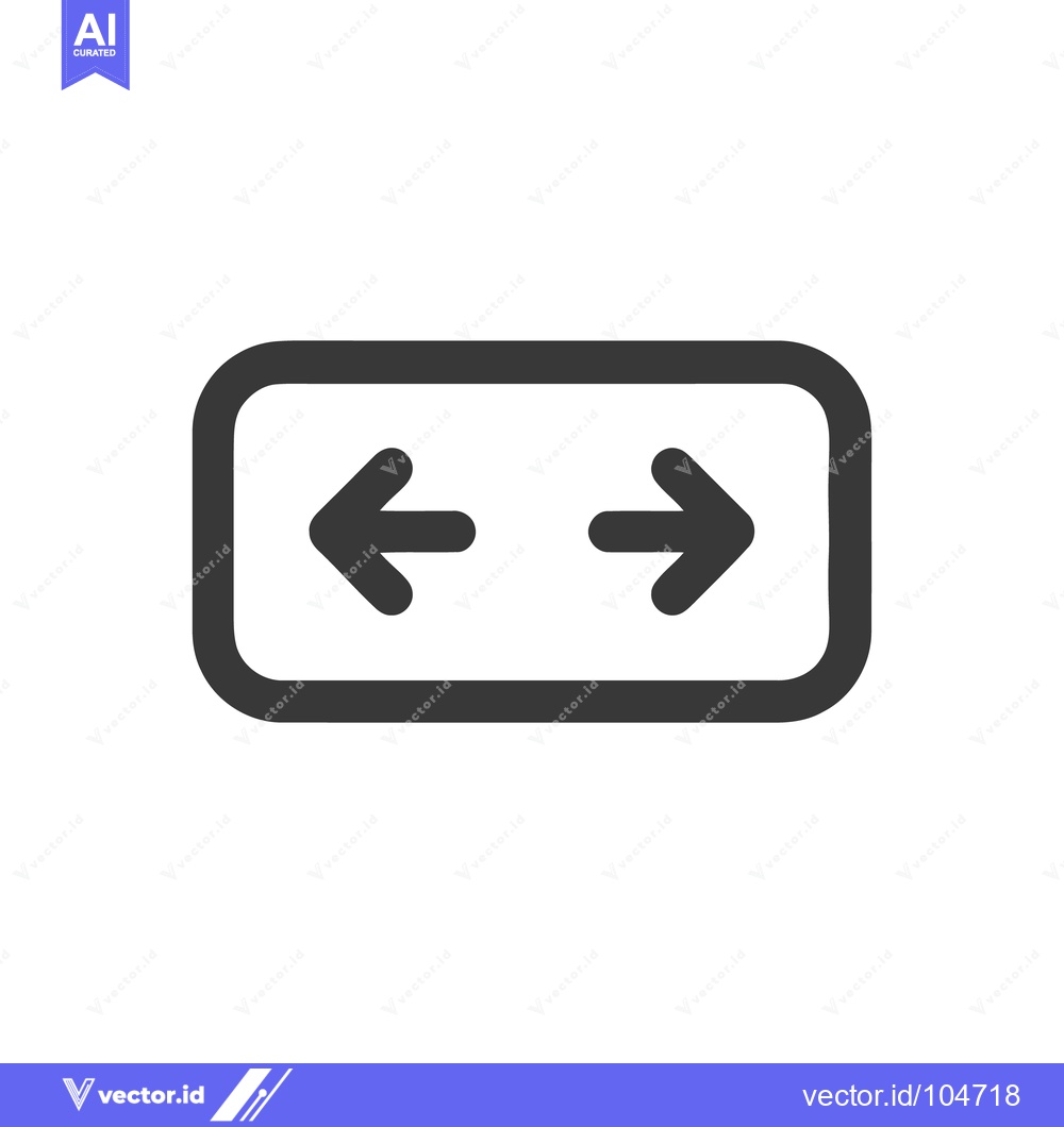 Premium Vector dari Horizontal Arrows in Rounded Rectangle, Directional Icon, Gray on Whit