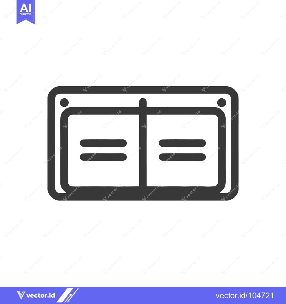 Premium Vector of Minimalist Icon of a Double Window with Horizontal Bars and Rounded Fr