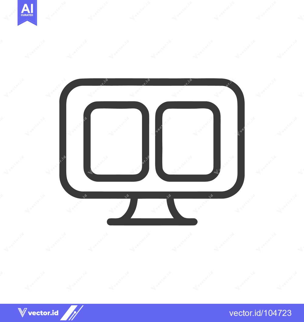 Premium Vector dari Dual-Screen Monitor Icon: Modern Minimalist Design with Rounded Edges