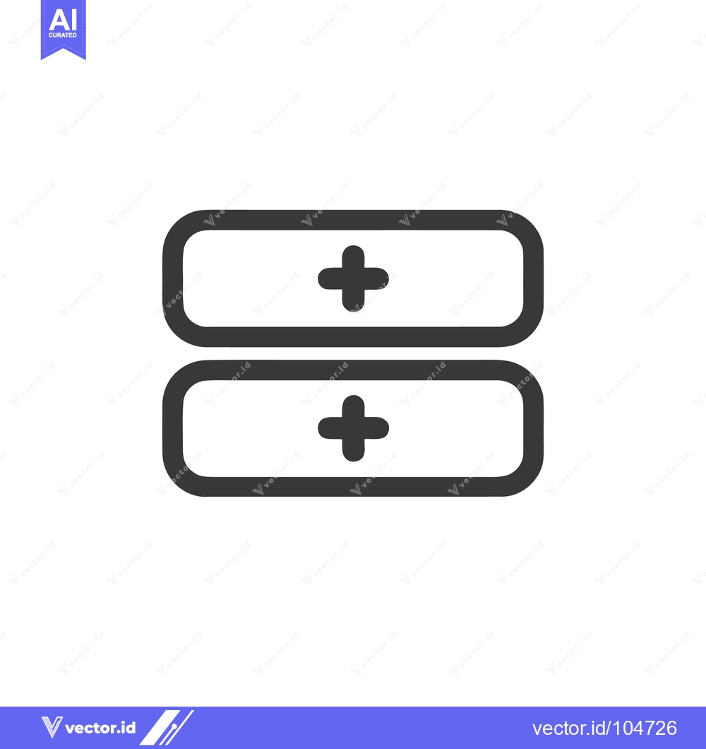 Premium Vector dari Two Rectangular Boxes with Plus Signs, Dark Gray on White Background,