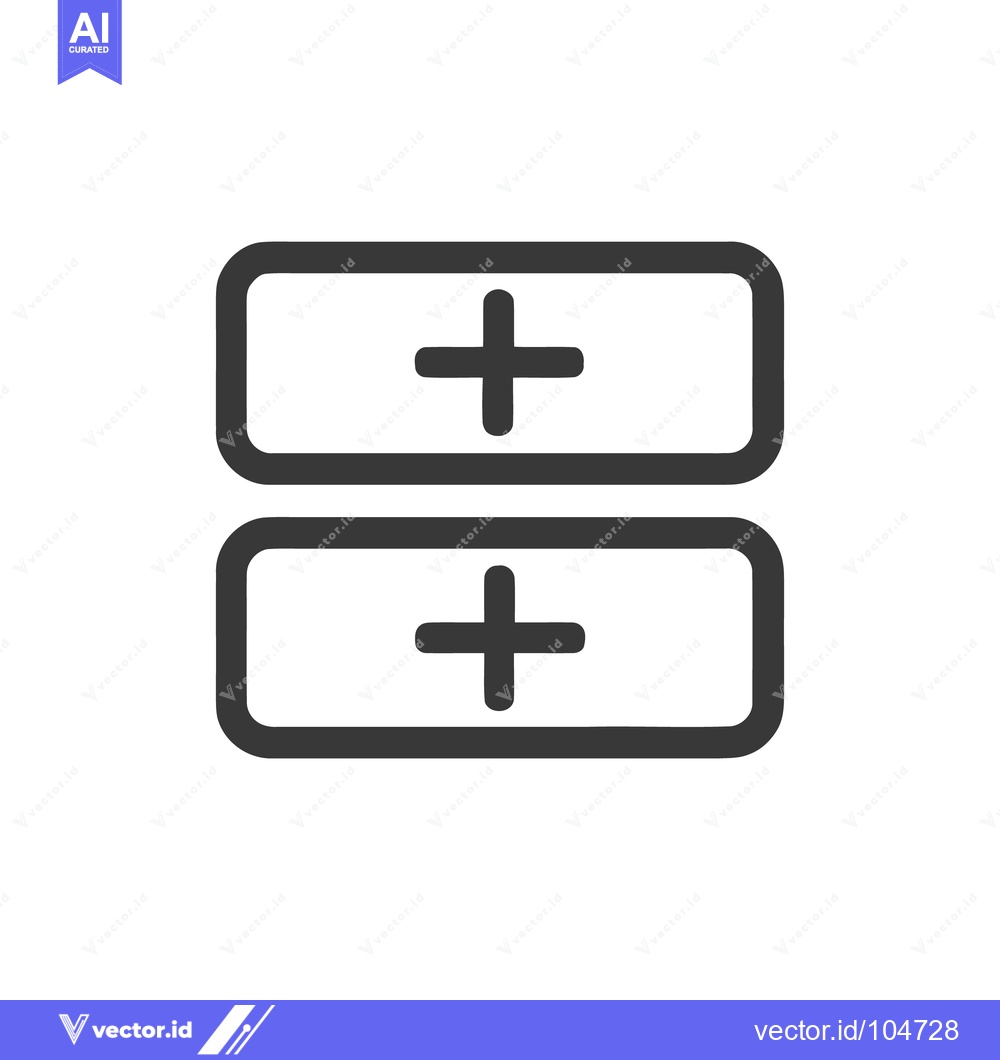 Premium Vector dari Stacked Plus Icons in Rounded Rectangles, Dark Gray on White