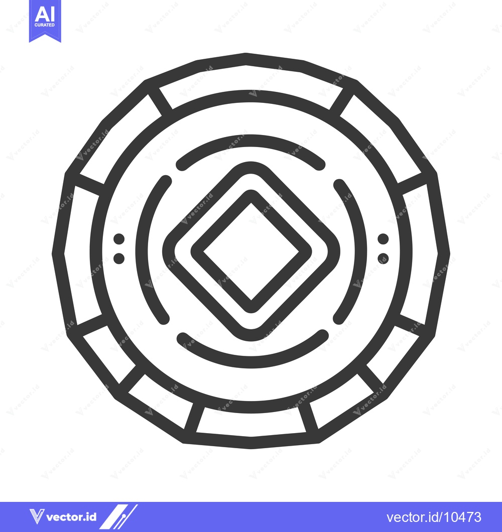 Premium Vector dari A Black and White Line Drawing of a Chinese Coin