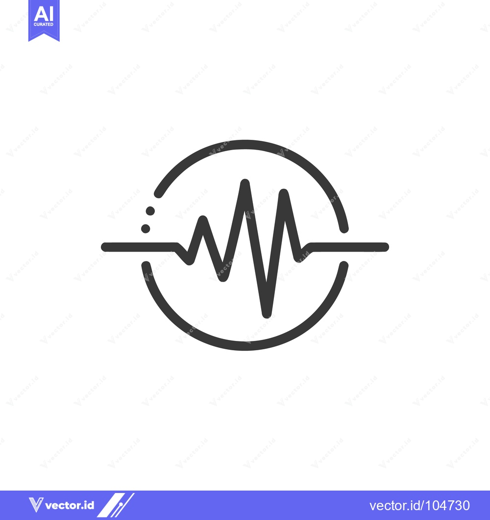Premium Vector of Minimalist Heartbeat Icon: Circular Pulse Wave with Dots
