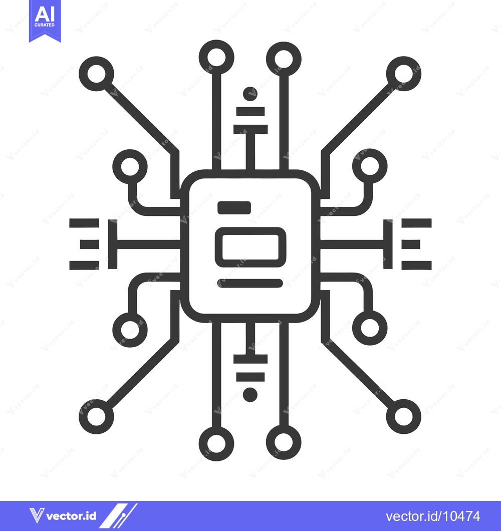 Premium Vector of A black and white line drawing of a circuit board with connected nodes
