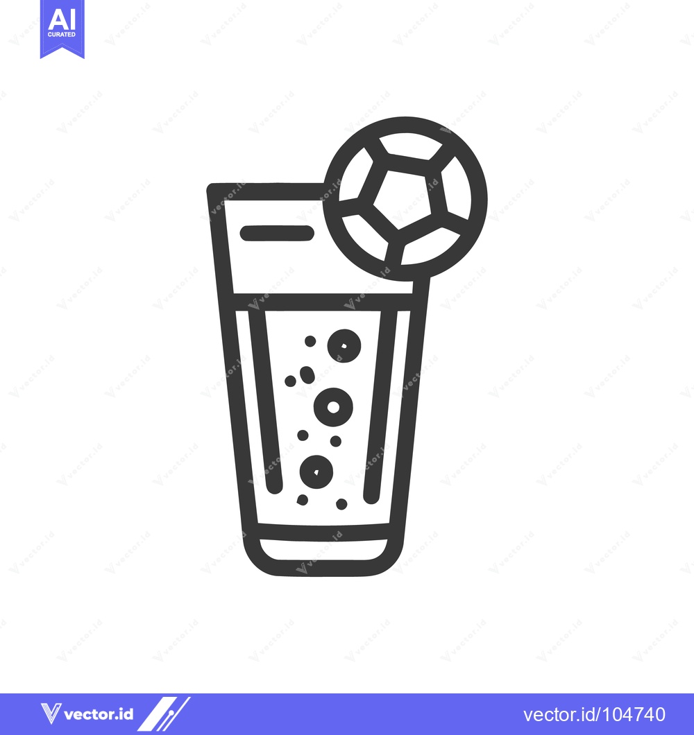 Premium Vector of Refreshing Football: A Glass of Bubbly Drink with Soccer Ball Garnish