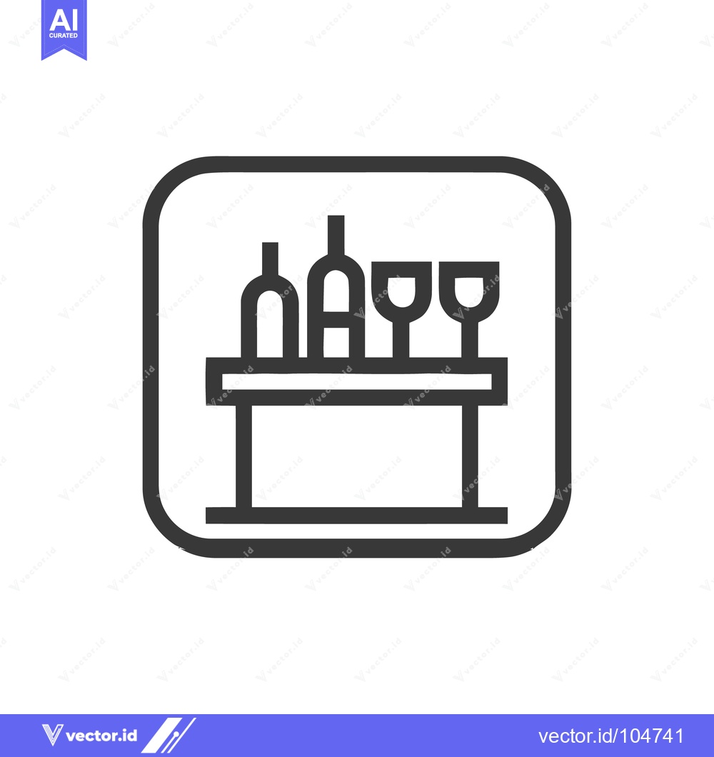 Premium Vector dari Minimalist Wine Bar Icon: Bottles and Glasses on Table