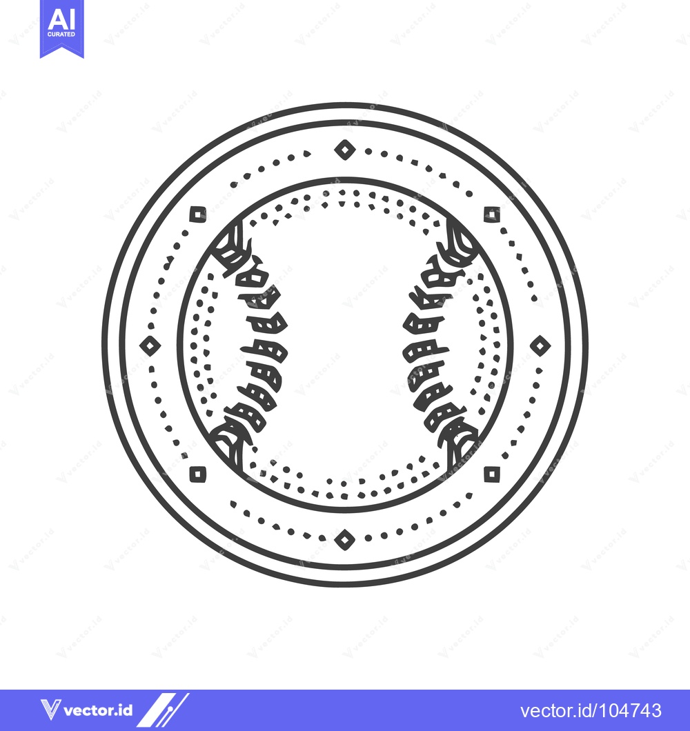 Premium Vector dari Minimalist Baseball Icon with Decorative Circle and Stitching Details