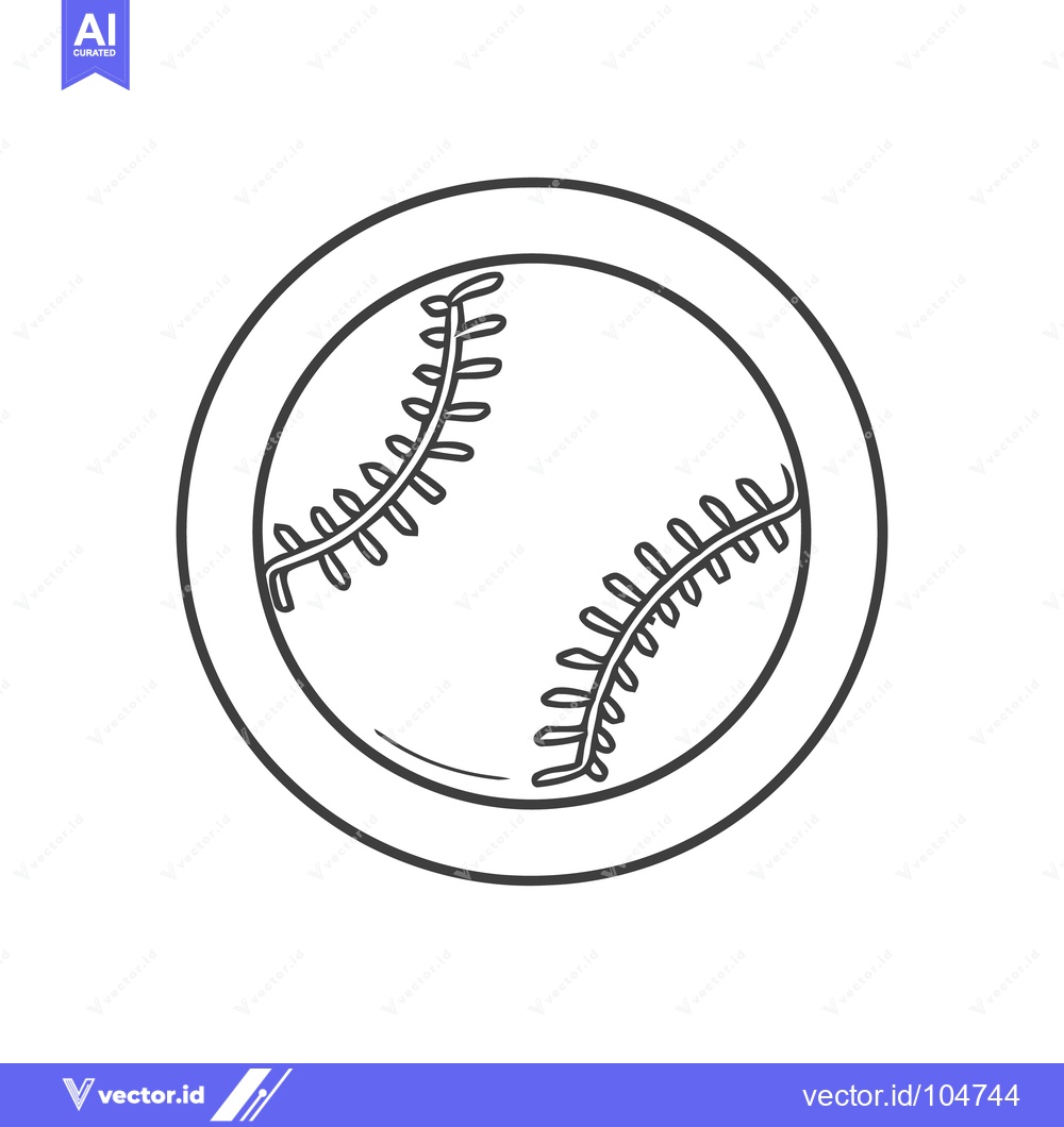 Premium Vector of Minimalist Baseball Icon: Clean Line Art, Sports Symbolism, Graphic De