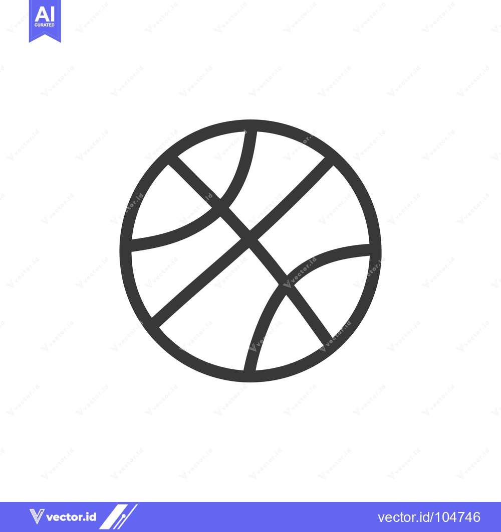 Premium Vector of Minimalist Basketball Icon: Clean Lines, Sport Symbol, Vector Design