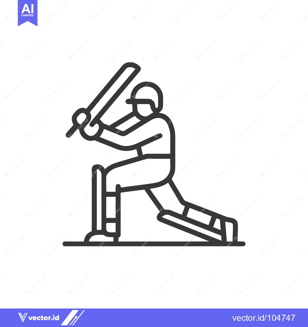 Premium Vector dari Minimalist Cricket Batter Icon: Ready to Strike with Bat