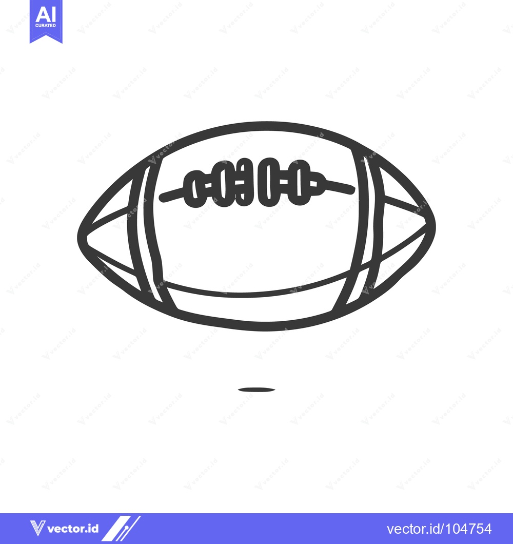 Premium Vector dari Bold Outline of American Football on White Background, Minimalist Desi