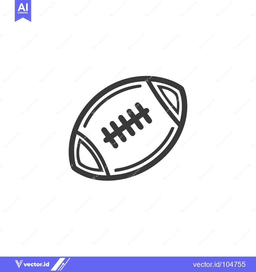 Premium Vector of Bold Outline of American Football, Isolated on White Background, Graph