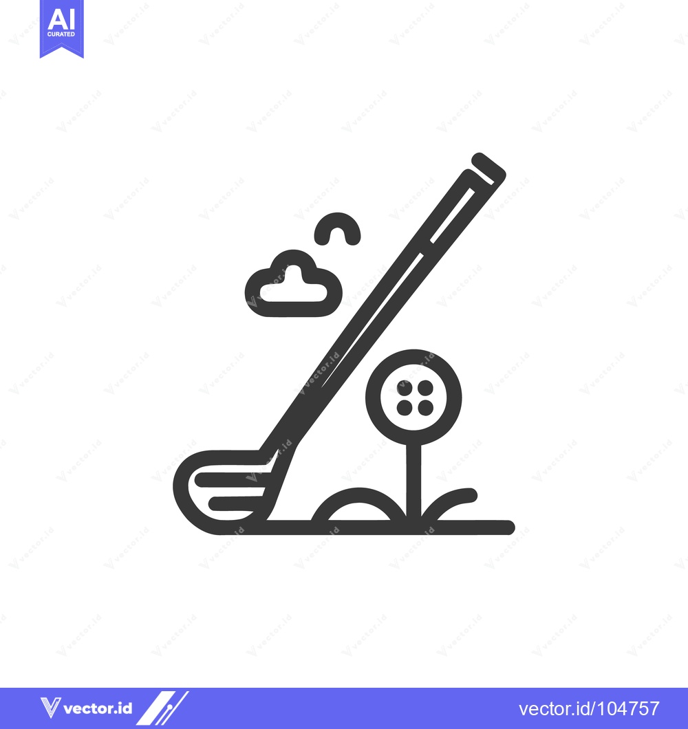 Premium Vector dari Minimalist Golf Icon: Club, Ball, Tee, and Cloud Outline Design