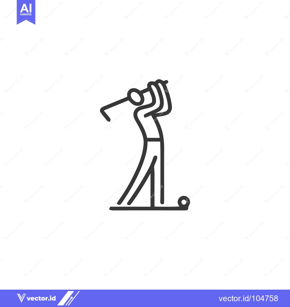 Premium Vector dari Minimalist Golf Swing: Line Art Depicting Golfer Hitting Ball with Clu