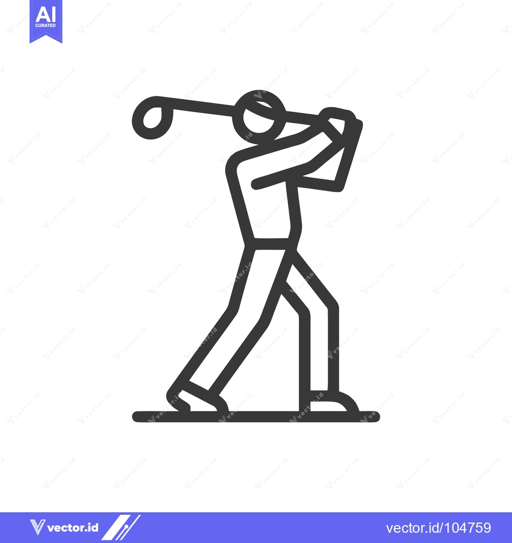 Premium Vector dari Minimalist Golfer Icon: Line Art Swing Illustration on White Backgroun