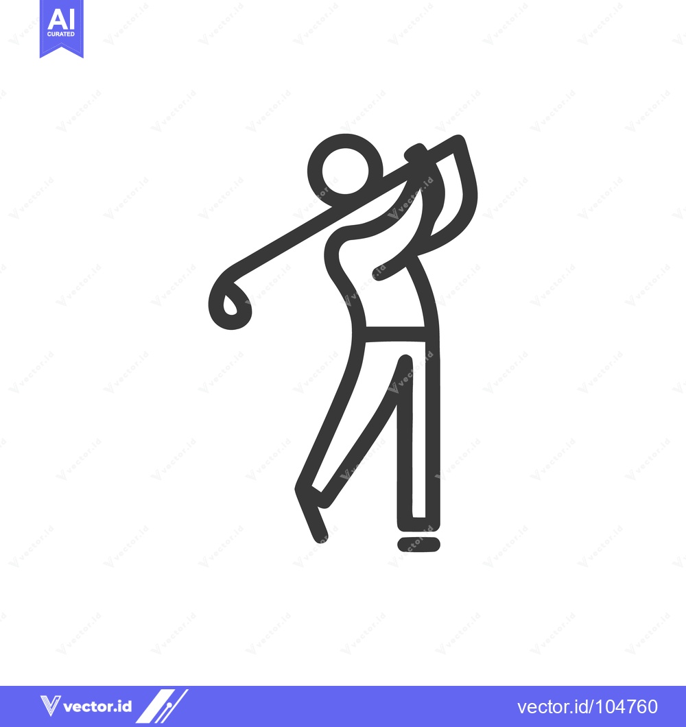 Premium Vector dari Minimalist Golf Swing Icon: Bold Outline, Clean Design, Sporty Silhoue