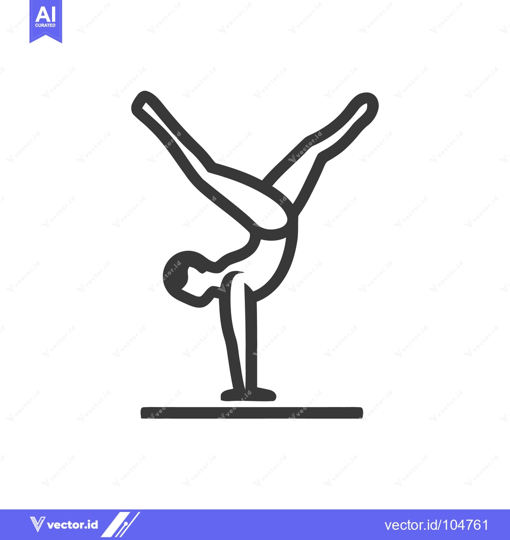 Premium Vector of Gymnastics Handstand on Parallel Bars, Minimalist Line Art Icon