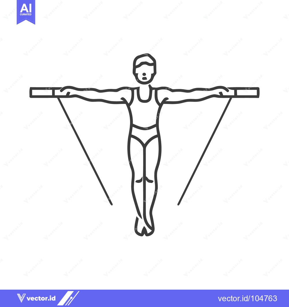 Premium Vector dari Minimalist Line Art: Gymnast on Rings, Strength and Balance Icon