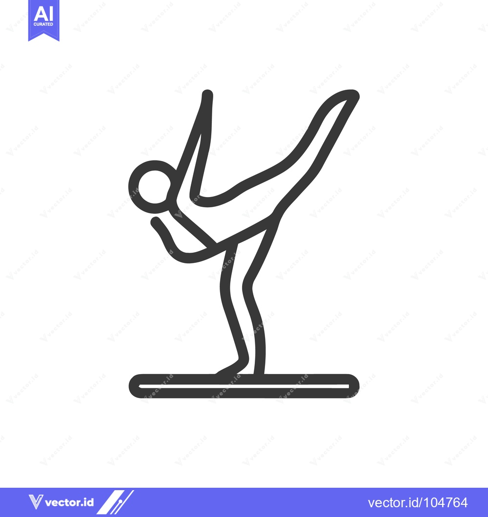 Premium Vector dari Minimalist Yoga Pose Icon: Balancing Stick Figure on Platform