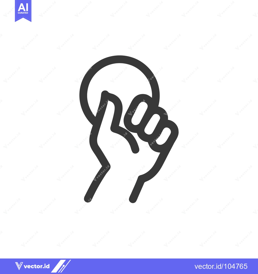 Premium Vector dari Minimalist Icon of Hand Holding Circle, Bold Outline on White Backgrou