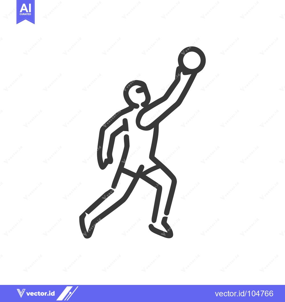 Premium Vector of Dynamic Basketball Player Outline Icon in Action, White Background