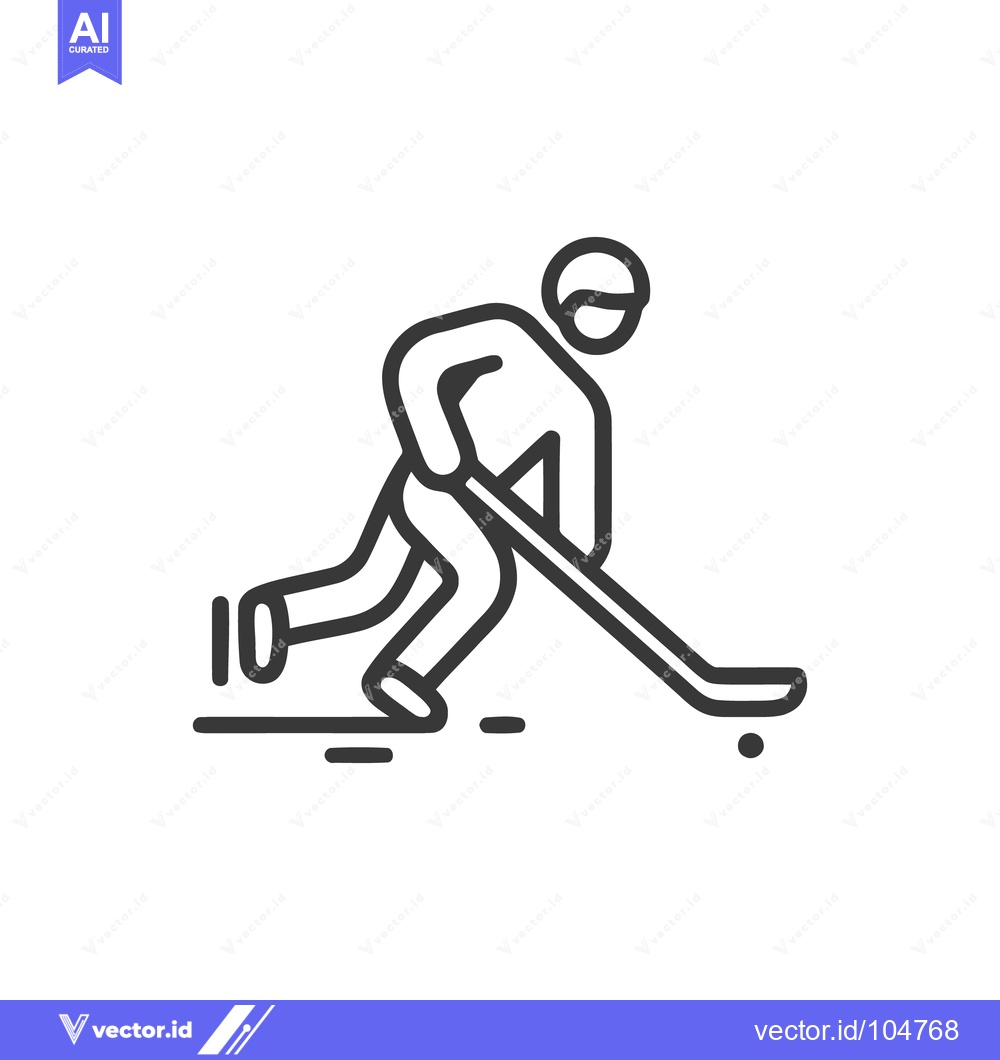 Premium Vector dari Minimalist Hockey Player Icon: Action, Sport, and Graphic Design Eleme