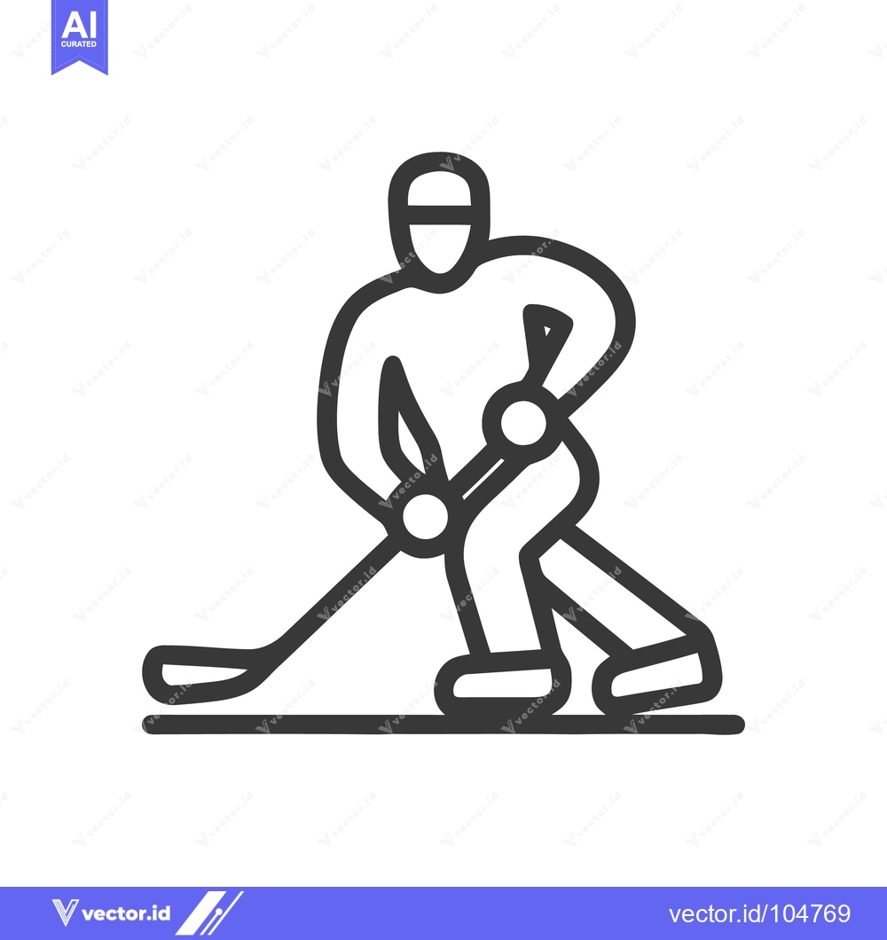 Premium Vector of Minimalist Hockey Player Icon: Dynamic Action, Clean Lines, Sports Sym