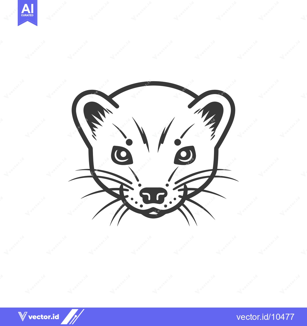 Premium Vector dari A Black and White Line Drawing of a Civet's Face
