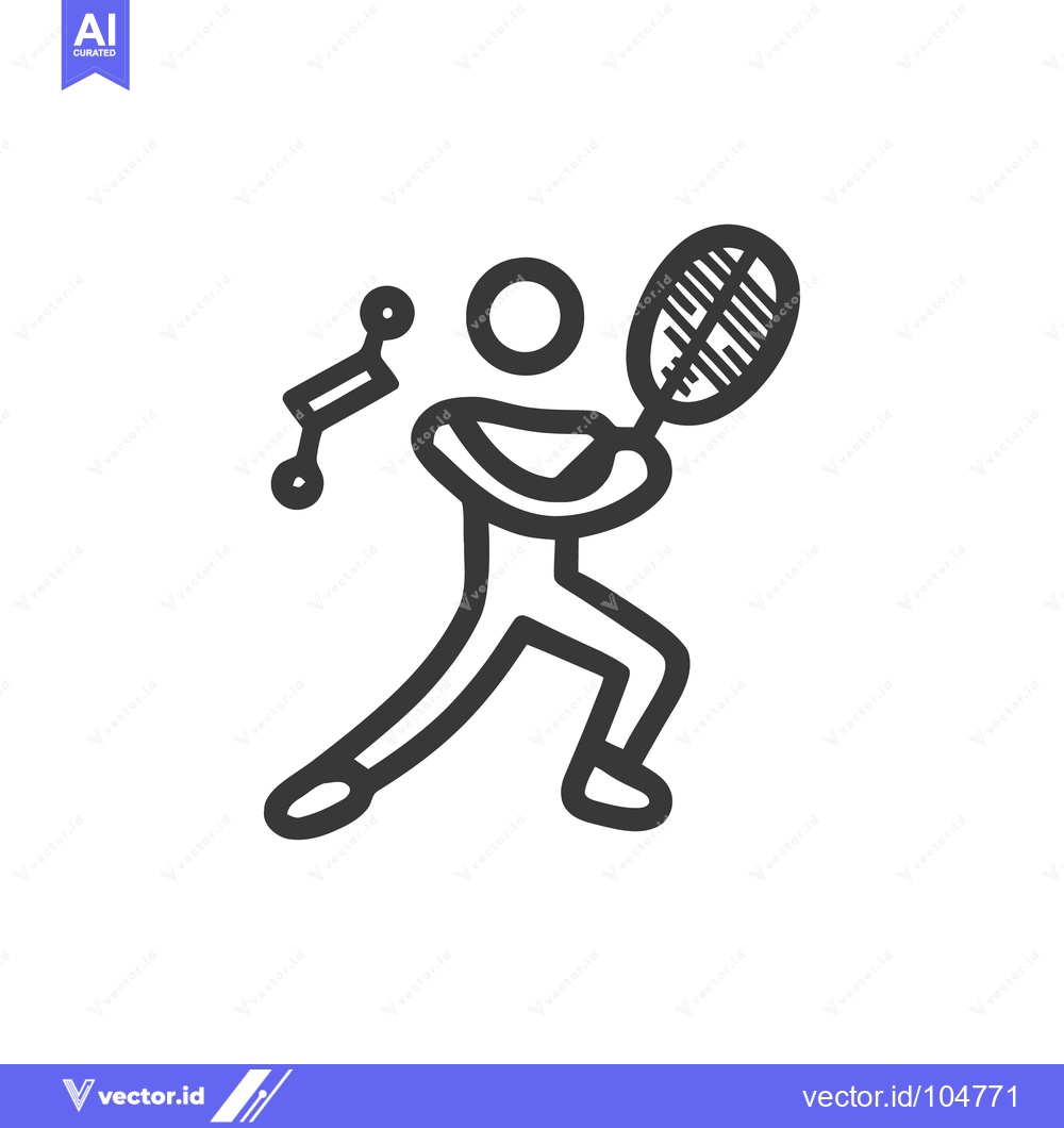 Premium Vector of Minimalist Badminton Player Icon: Dynamic Stroke, Clean Design, Sporty