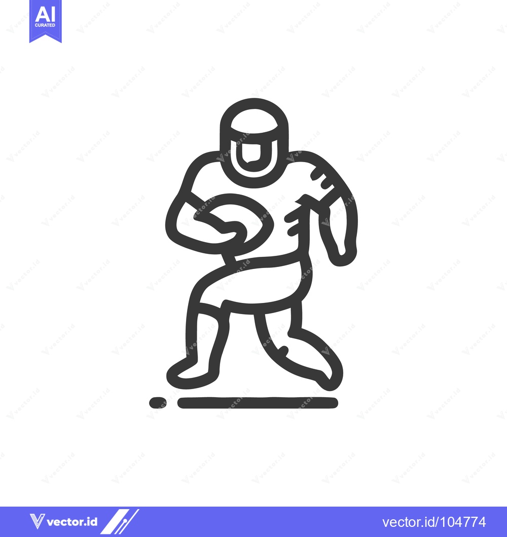 Premium Vector of Bold Line Art: American Football Player Running with Ball