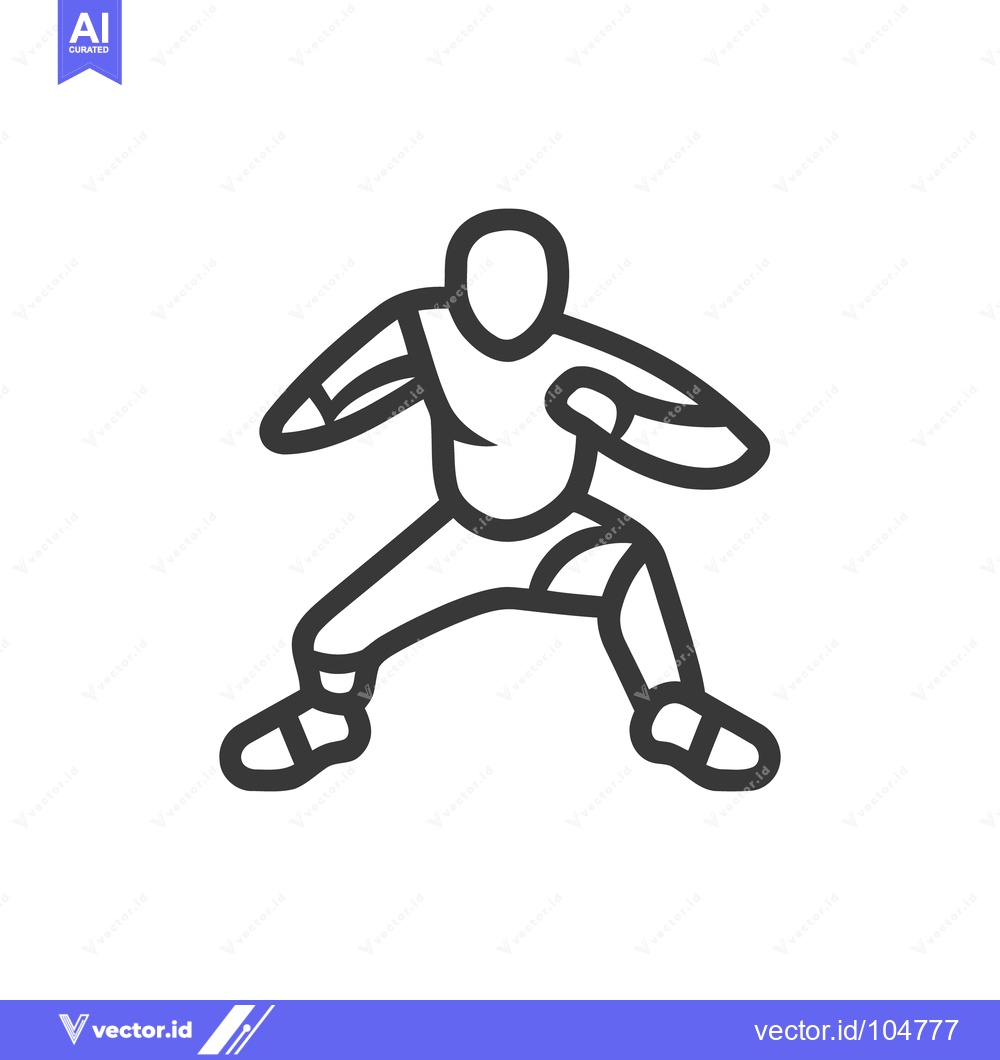 Premium Vector dari Stylized Fencing Stance Icon: Dynamic Athlete Outline on White Backgro