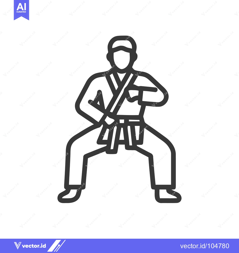 Premium Vector dari Minimalist Karate Stance Icon: Focused Martial Arts Training Illustrat