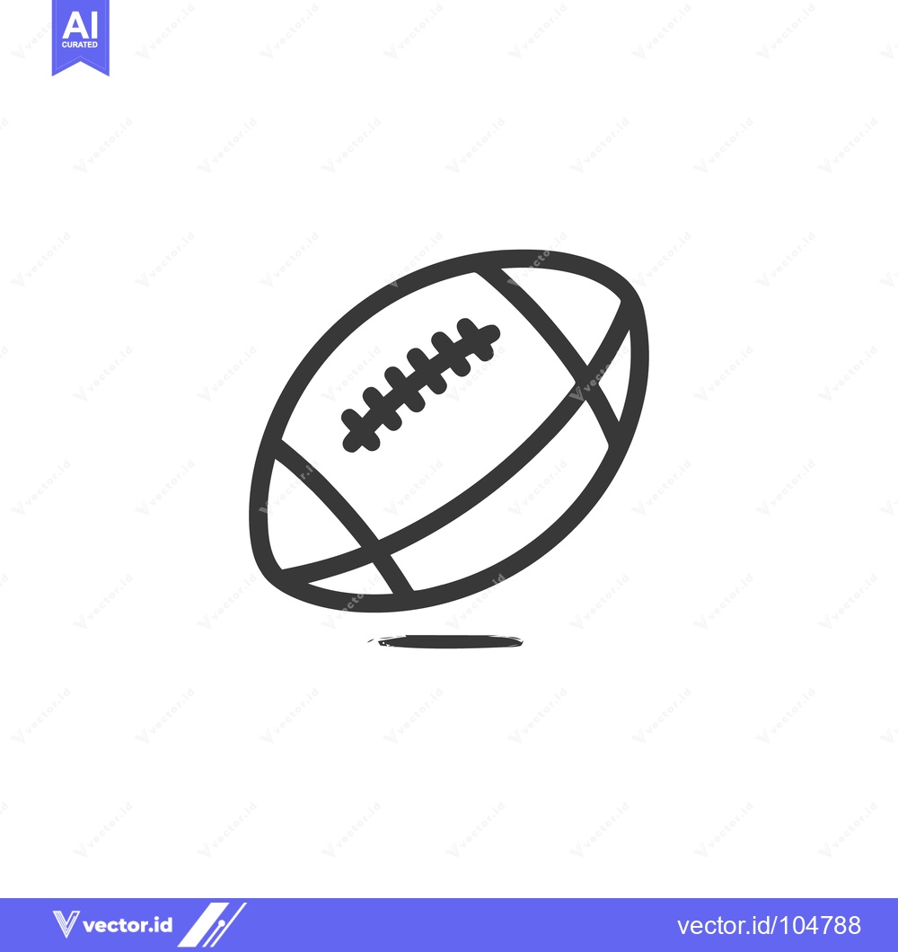 Premium Vector of Bold Line Art: American Football with Dynamic Shadow Detail