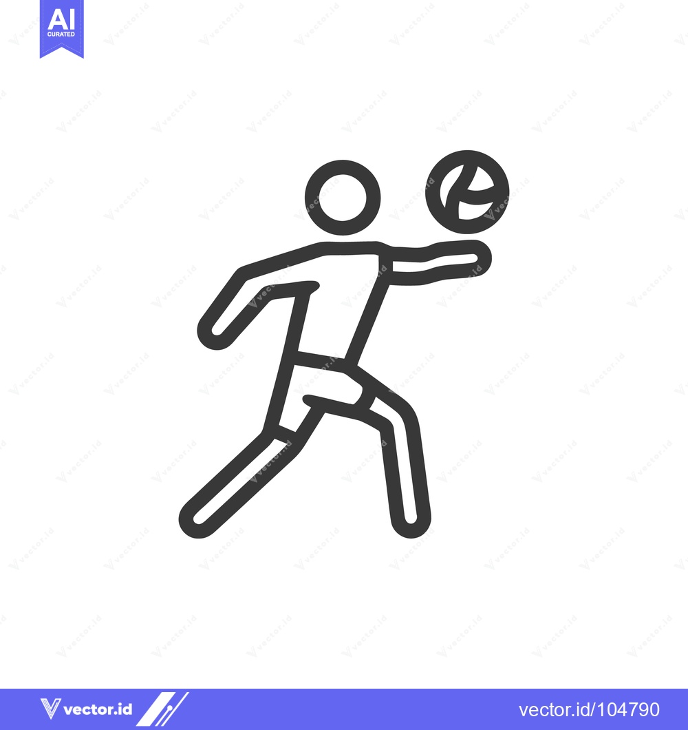 Premium Vector of Minimalist Volleyball Player Icon: Serving with Precision and Dynamic
