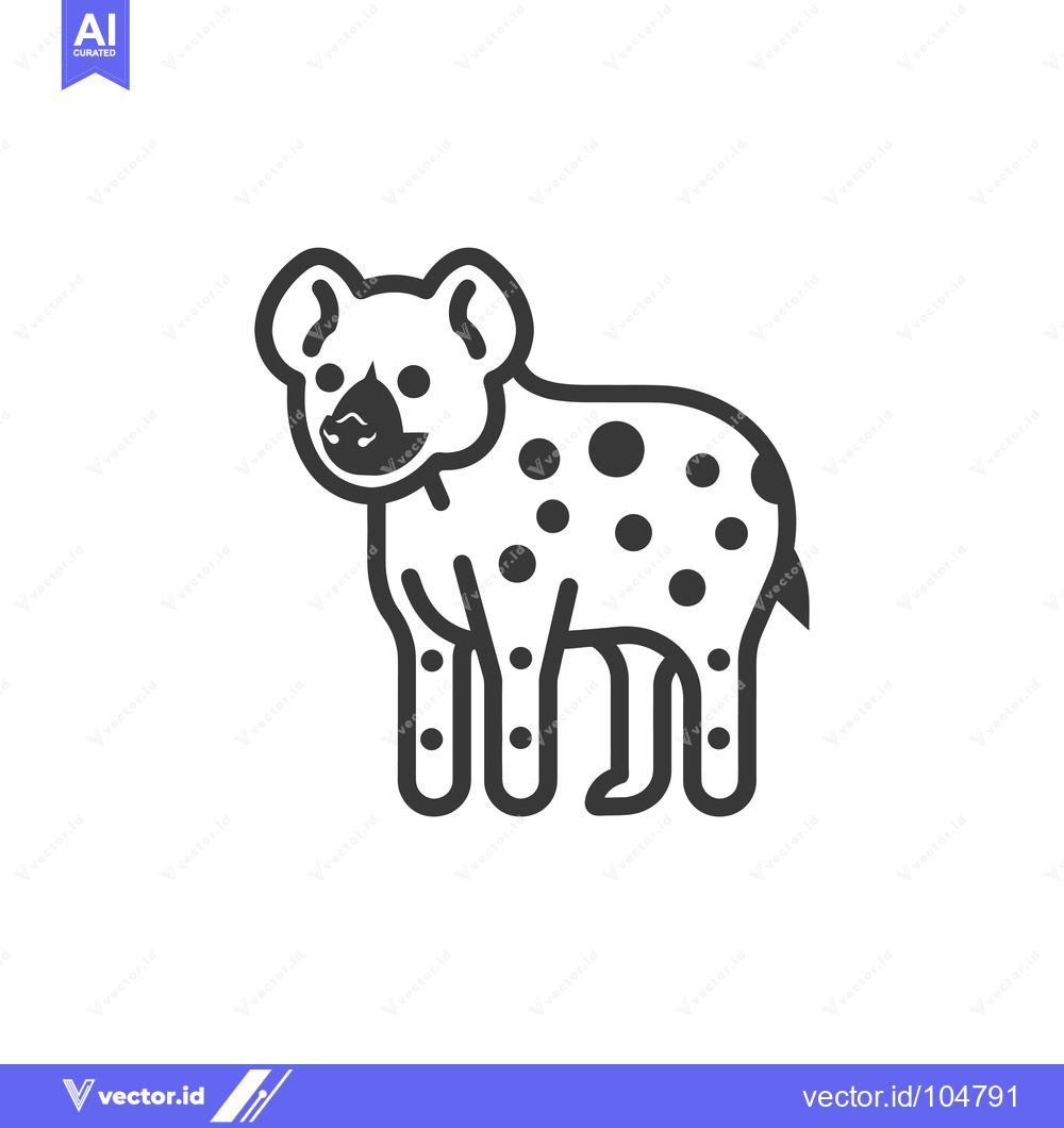 Premium Vector of Spotted Hyena Line Art Illustration