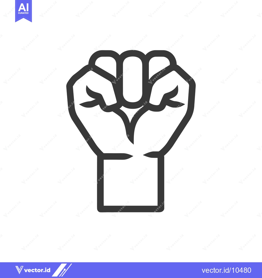 Premium Vector of A Black and White Line Drawing of a Closed Fist