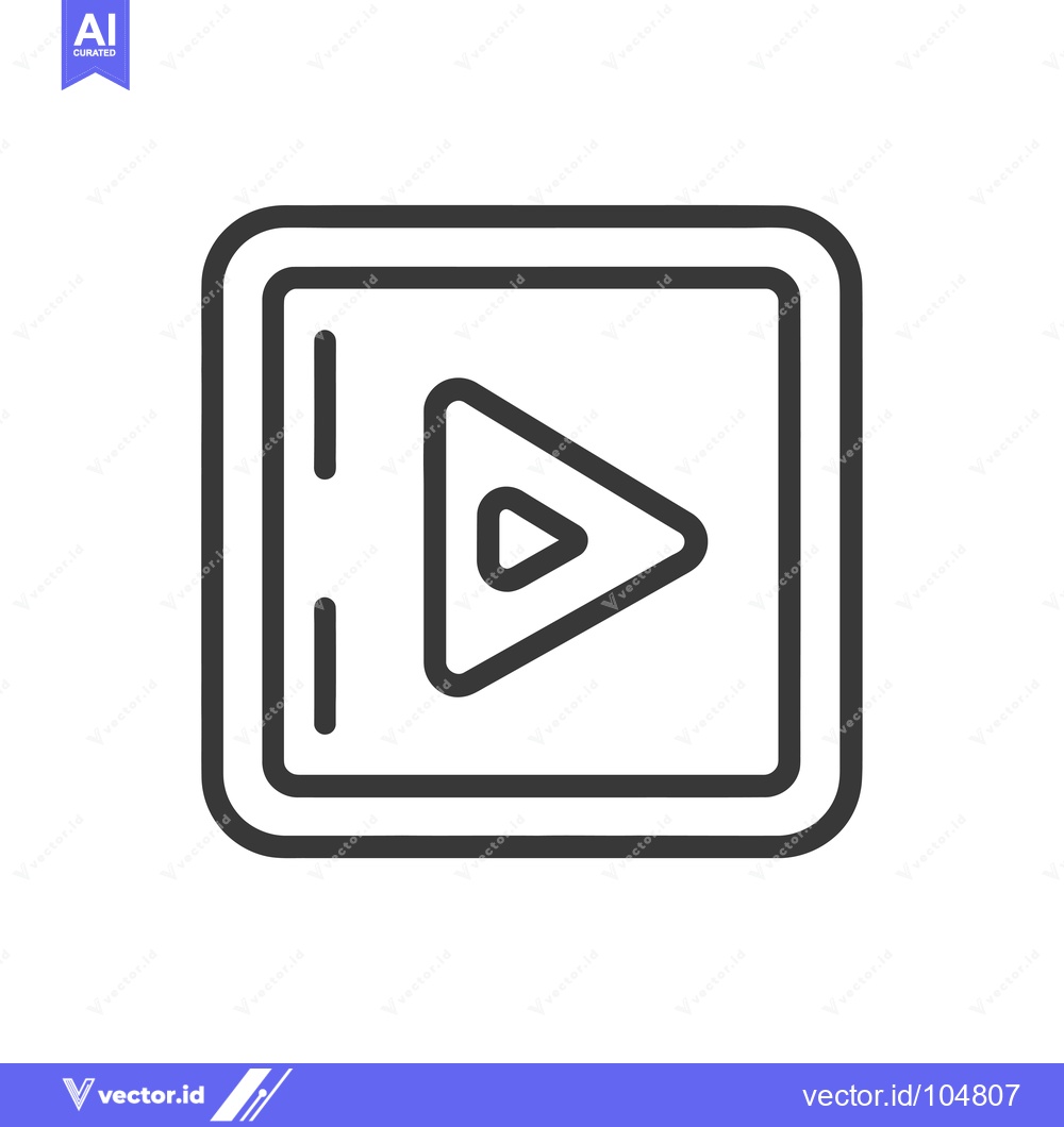 Premium Vector dari Square Button with Play Symbol and Two Vertical Lines