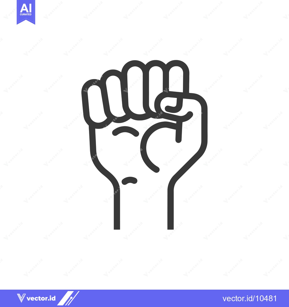 Premium Vector of A Black and White Line Drawing of a Closed Fist