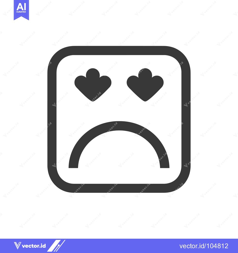 Premium Vector dari Square Face with Heart Eyes and Frown Mouth