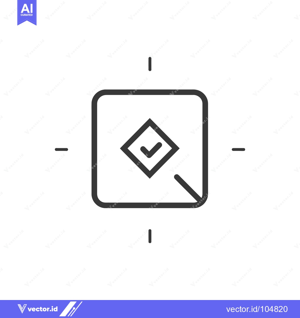 Premium Vector of Square with check mark inside diamond shape with target outline