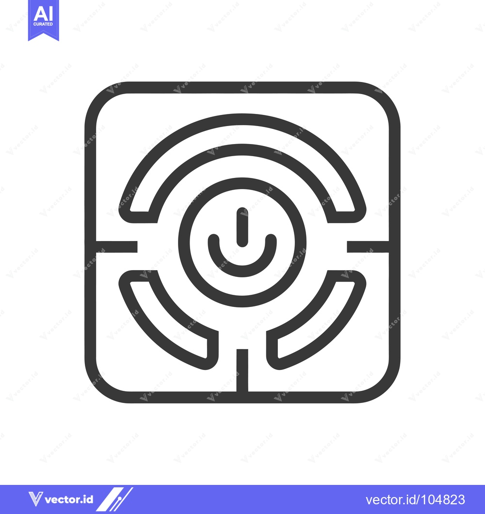 Premium Vector dari Square with Power Button and Concentric Arcs