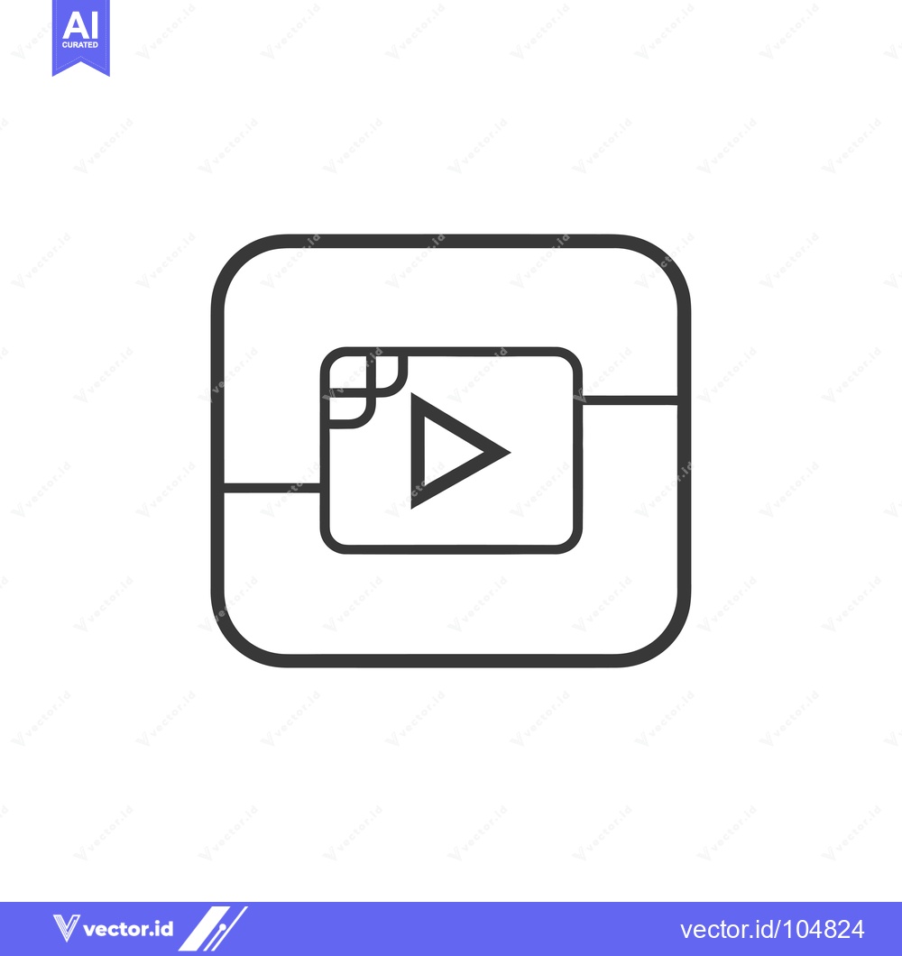 Premium Vector of Square with Rounded Corners Containing a Play Button
