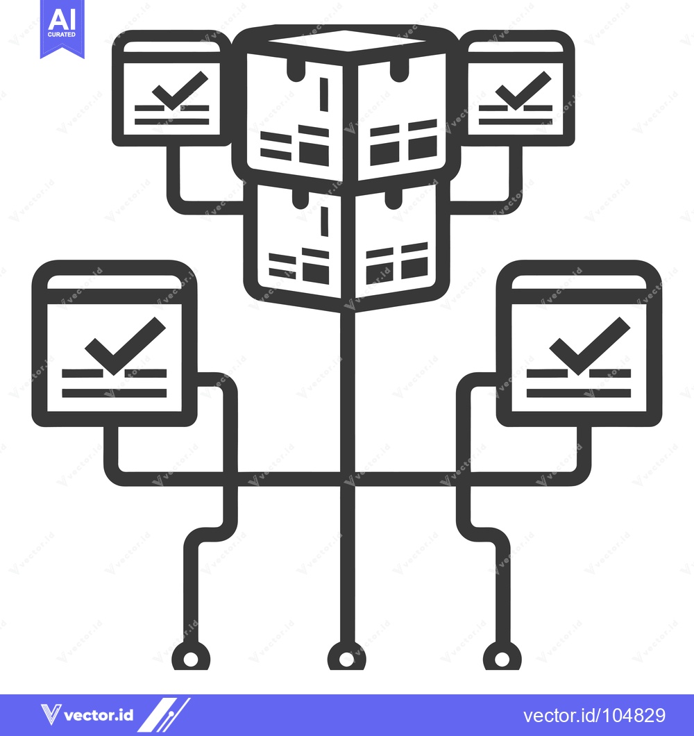Premium Vector of Stacked Boxes with Checkmarks and Connections