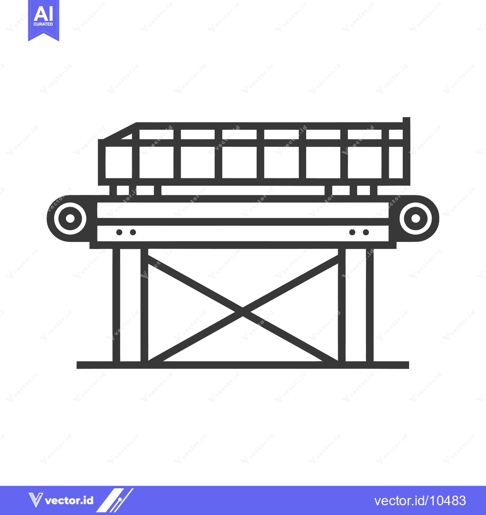 Premium Vector of A Black and White Line Drawing of a Conveyor Belt with a Metal Frame