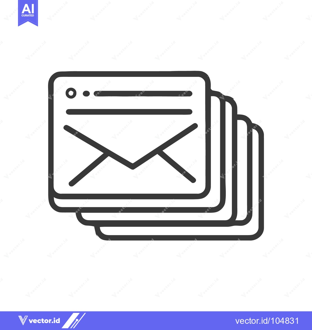 Premium Vector of Stacked Email Icon: Multiple Messages, Communication Concept, Minimali