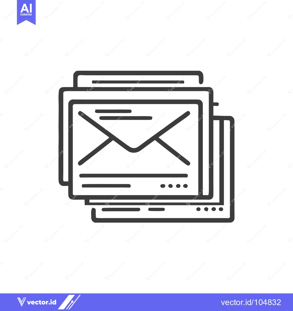 Premium Vector of Stacked Email Icon: Modern Outline Design for Communication and Messag