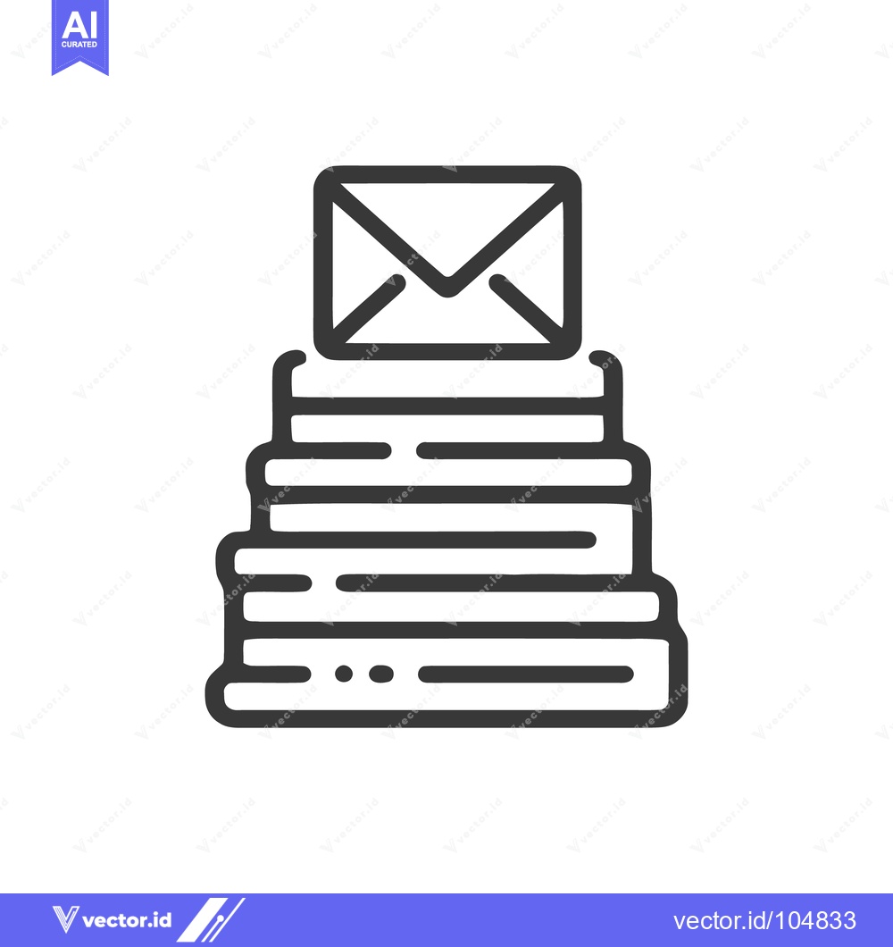 Premium Vector dari Stacked Books with Envelope Icon: Minimalist Communication Concept