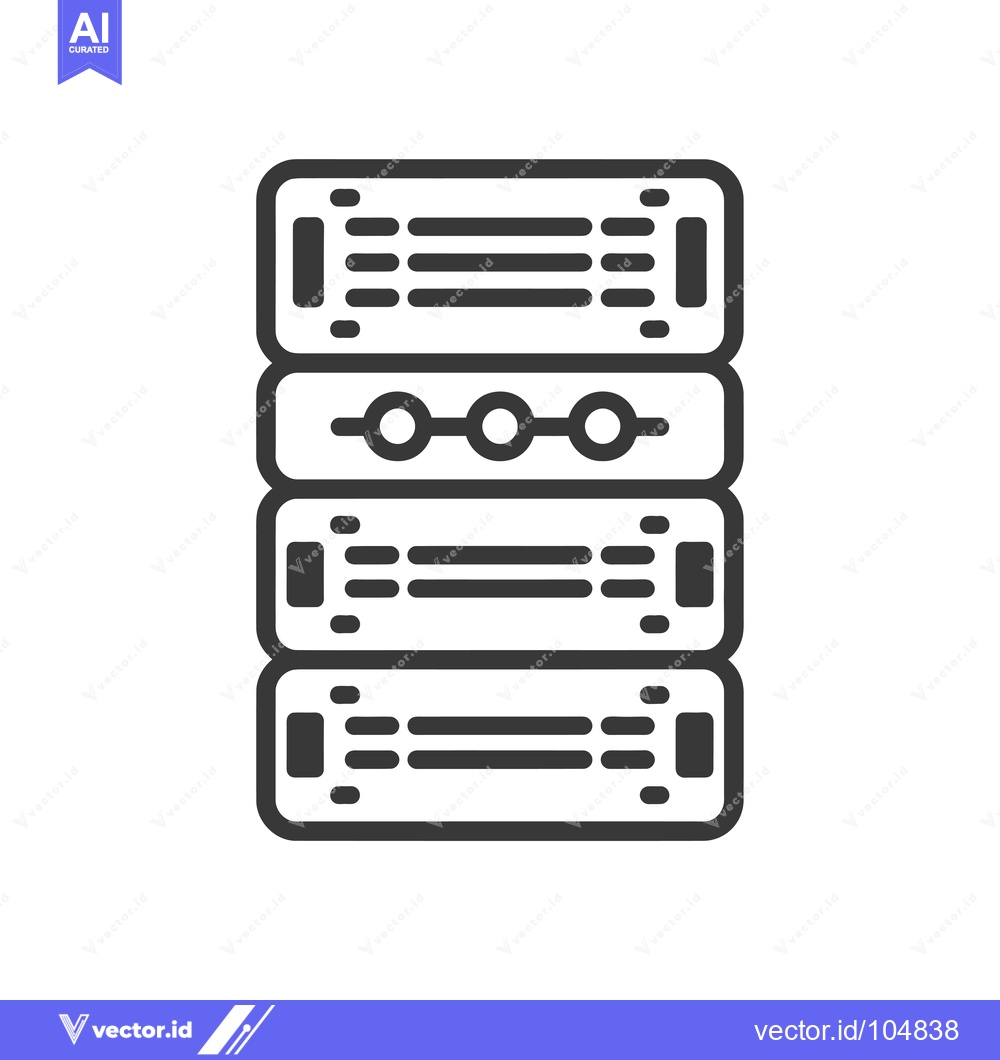 Premium Vector of Stacked Server Racks with Network Connections Icon