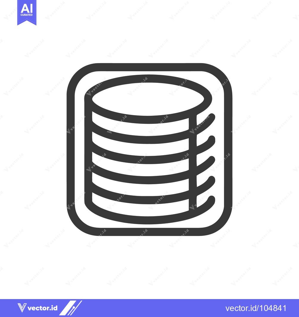 Premium Vector of Minimalist Database Icon: Stacked Cylinders in Rounded Square Frame