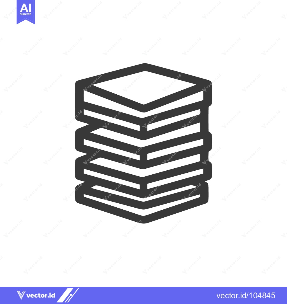 Premium Vector dari Stacked Square Layers: Minimalist Icon with Bold Outline on White Back
